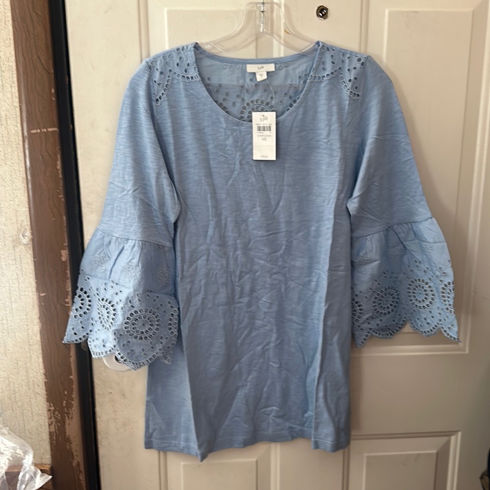 J. JILL EYELET TUNIC: CORNFLOWER BLUE: NWT: SZ XS